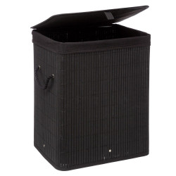 Panier à linge Bambou ou Noir 60 litres Atmosphéra
