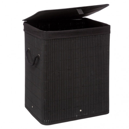 Panier à linge Bambou ou Noir 60 litres Atmosphéra
