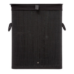 Panier à linge Bambou ou Noir 60 litres Atmosphéra
