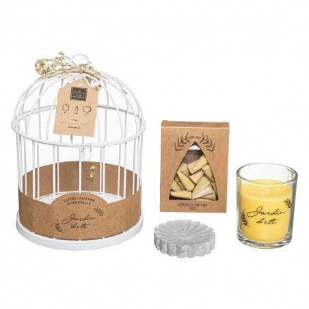 Coffret cage avec bougie et porte encens "Lola Citronnelle" Atmosphera