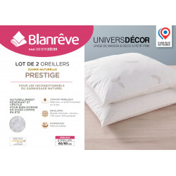 Lot de 2 oreillers 60 x 60 cm Gamme Naturelle "Prestige" plumes véritables Blanrêve
