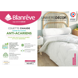 Couette très chaude 140 x 200 cm Gamme Polycoton "Confort" traité Anti Acarien Soft & care