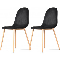 Lot de 2 chaises en velours pieds façon bois "Josef" Opjet