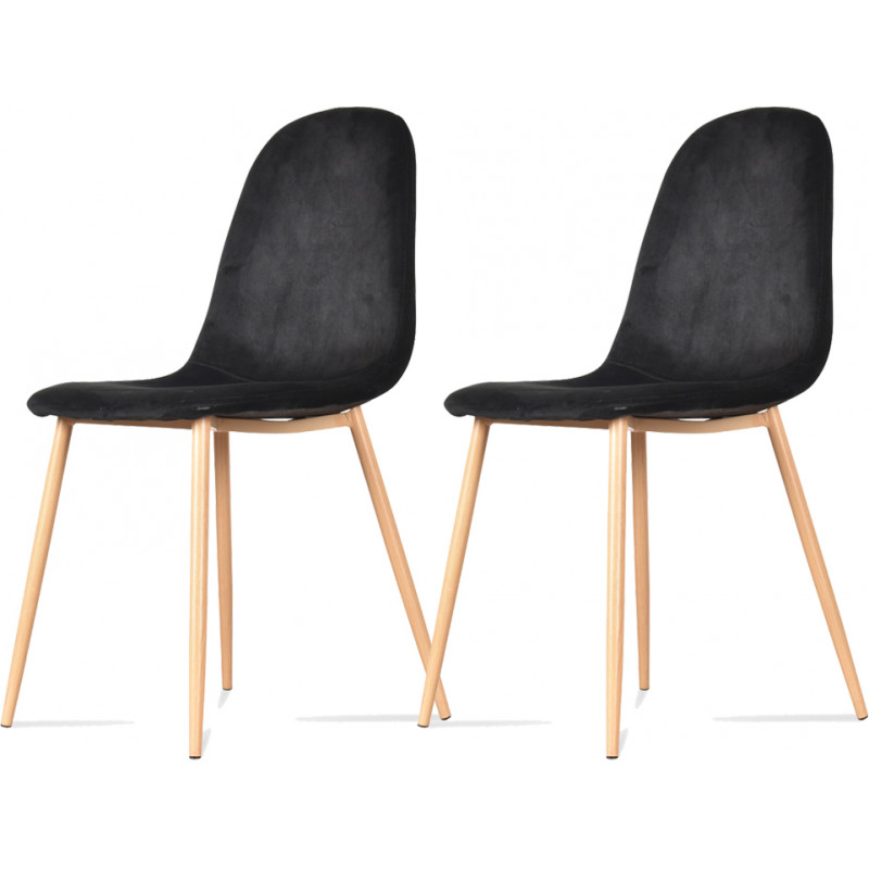 Lot de 2 chaises en velours pieds façon bois "Josef" Opjet