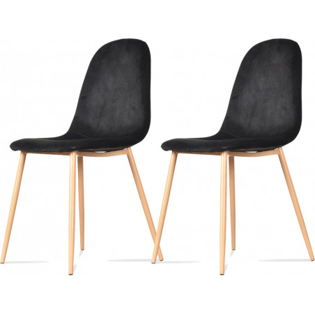 Lot de 2 chaises en velours pieds façon bois "Josef" Opjet