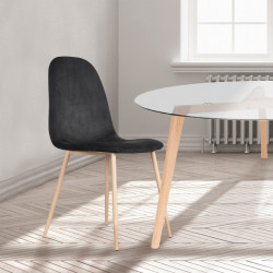 Chaise en velours pieds façon bois "Josef" Opjet
