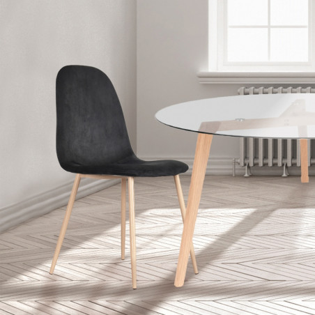 Chaise en velours pieds façon bois "Josef" Opjet