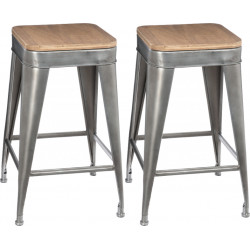 Lot de 2 tabourets métal Joris petit modèle Atmosphera
