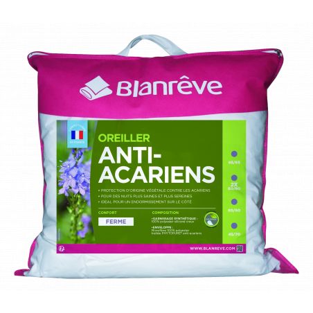 Lot de 2 oreillers anti-acariens 45 x 70 cm PHYTOPURE
