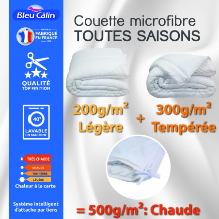 Couette toutes saisons microfibre 240 x 260 cm pour lit "King size"