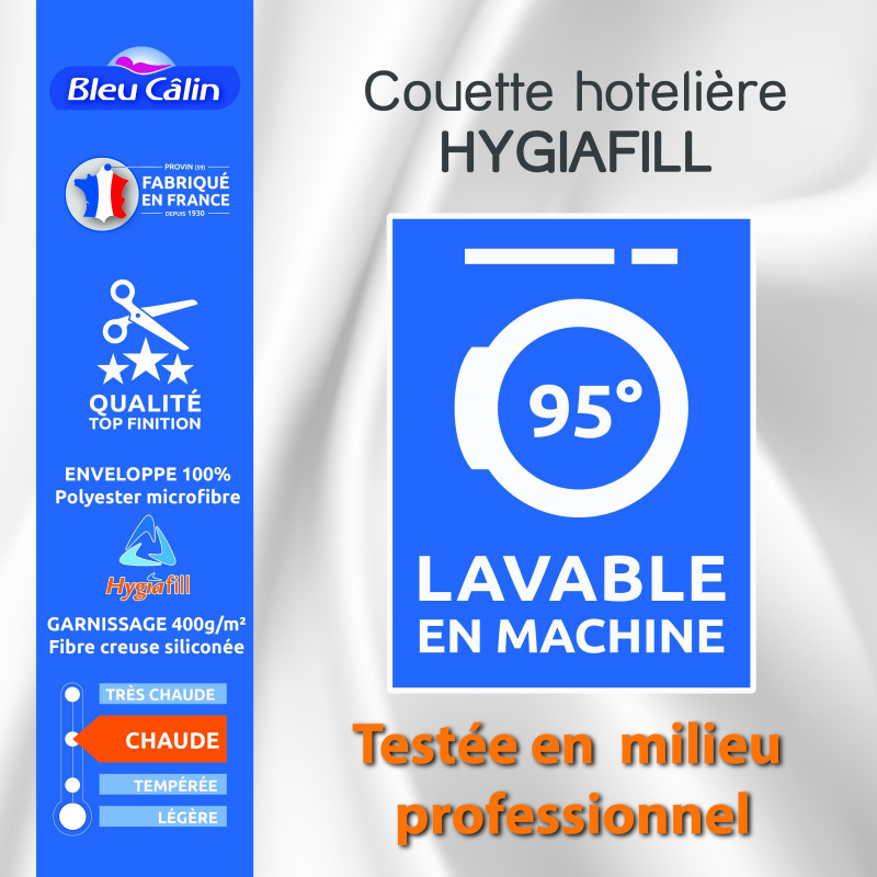 Couette Hotelière Hygiafill 220 x 240 cm pour lit 2 places 140 x 190 cm à 160 x 200 cm