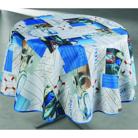 Nappe antitache imprimée Sanary ronde 160 cm