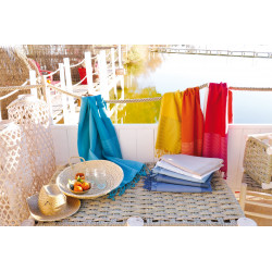 Foutas nid d'abeille 100 x 200 cm + franges nouées main.