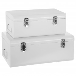 Lot de 2 cantines métal  blanc Atmosphera