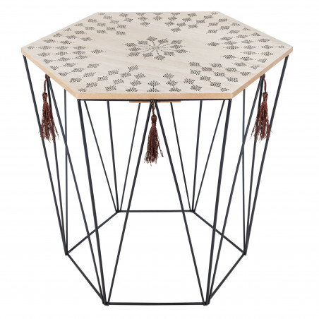 Table café déco métal octogonale Kumi Etnik Atmosphera