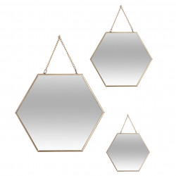 Lot de 3 miroirs héxa or métal chaine