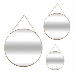 Lot de 3 miroirs rond métal