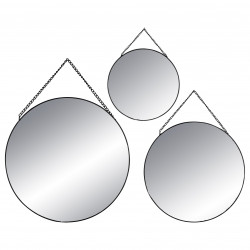 Lot de 3 miroirs rond métal