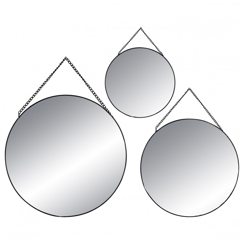 Lot de 3 miroirs rond métal