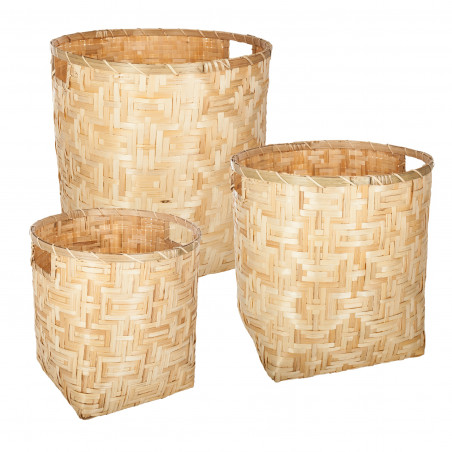Lot de 3 paniers deco bambou naturel Atmosphera