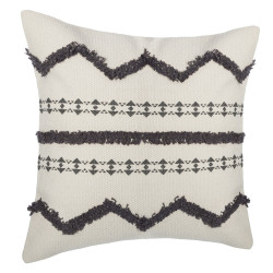 Housse coussin tuftee gris 40 x 40 cm