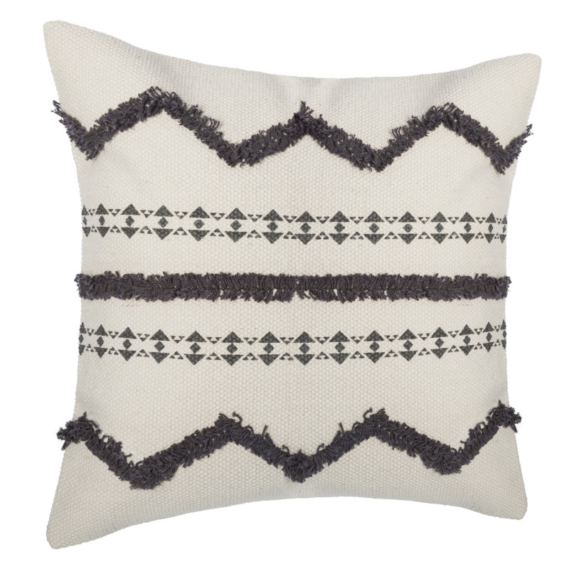 Housse coussin tuftee gris 40 x 40 cm