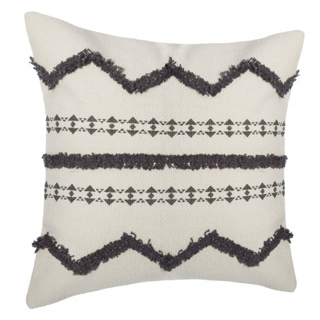 Housse coussin tuftee gris 40 x 40 cm