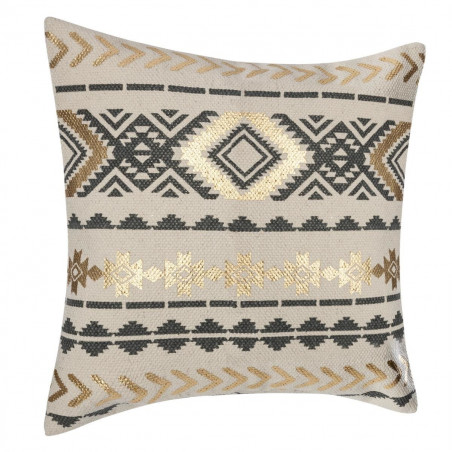 Housse de coussin or et gris Ethnique 40 x 40 cm