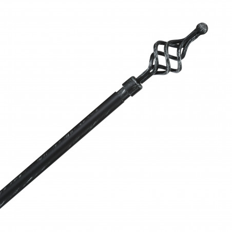 Tringle métal 120 à 210 cm avec enbouts déco spiral noir
