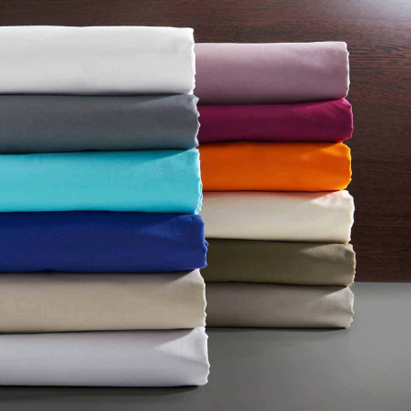 Drap plat Anthracite 180 x 290 cm pour lit 1 place 100% coton/57 fils/cm²