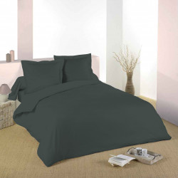 Housse de couette Anthracite 240 x 220 cm / 100% Coton / 57 Fils/cm² pour lit 2 places