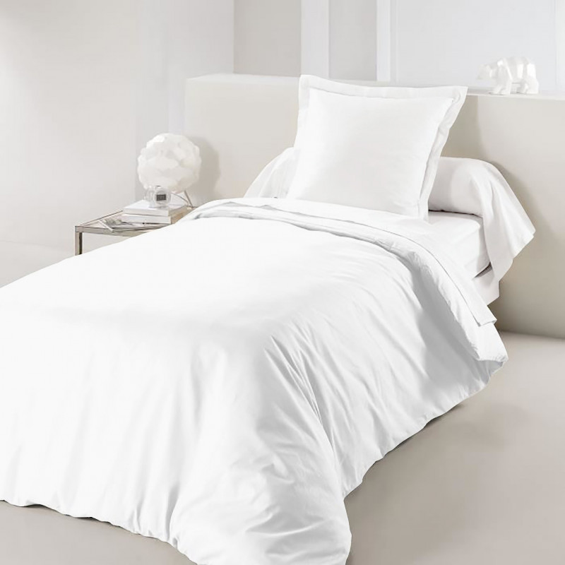 Housse de couette Blanc 140 x 200 cm / 100% Coton / 57 Fils/cm² pour lit 1 place