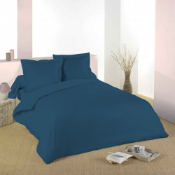 Housse de couette Bleu marine 240 x 220 cm / 100% Coton / 57 Fils/cm² pour lit 2 places