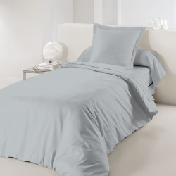 Housse de couette Gris perle 140 x 200 cm / 100% Coton / 57 Fils/cm² pour lit 1 place
