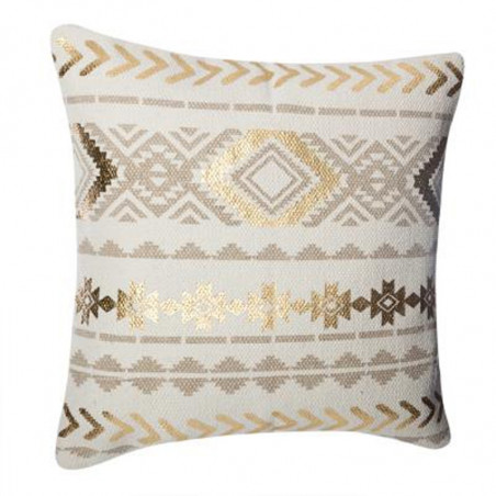 Housse de coussin or et lin Ethnique 40 x 40 cm