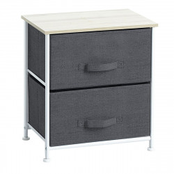 Table de chevet déco 2 tiroirs Gris foncé Atmosphera