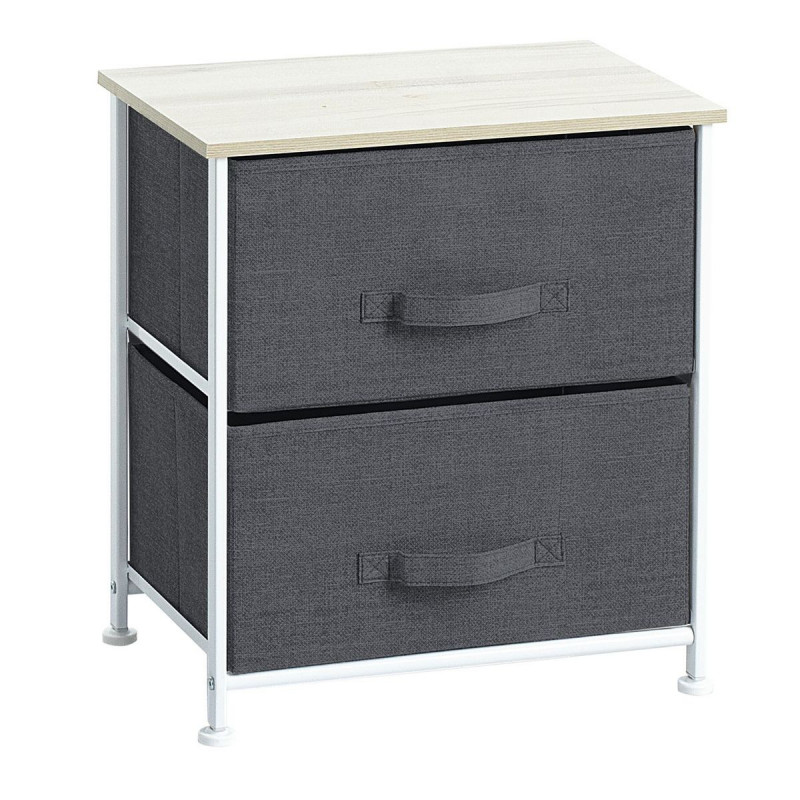 Table de chevet déco 2 tiroirs Gris foncé Atmosphera