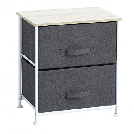Table de chevet déco 2 tiroirs Gris foncé Atmosphera