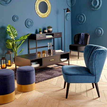 Miroir métal feuilles or rond 70 cm Atmosphera